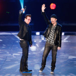 INGLEWOOD, CALIFORNIA - APRIL 03:  Singer Bono (L) and musician The Edge of U2 accept the Innovator Award onstage during the iHeartRadio Music Awards at The Forum on April 3, 2016 in Inglewood, California.  (Photo by Rich Polk/Getty Images for iHeartRadio / Turner)